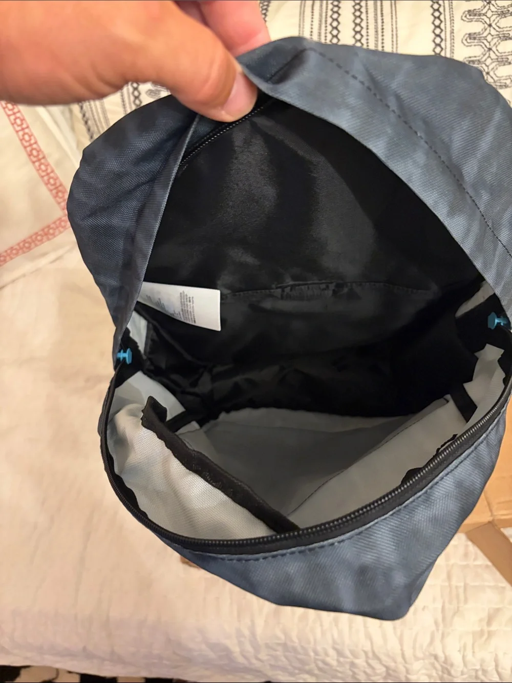 Hurley Blue and Black Backpack with Aqua Zipper Accents